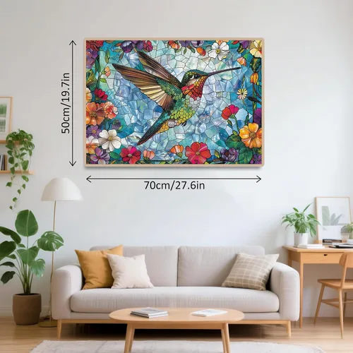 Miniatura 3 de Rompecabezas de colibrí de vidrieras para adultos de 1000 piezas, rompecabezas duros imposibles para adultos, rompecabezas artísticos de 1000 piezas