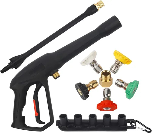 Pistola rociadora de hidrolavadora con kit de varilla de extensión, para manguera M22-14MM y M22-0.591 in, compatible con Ryobi, Green Works y