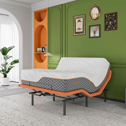 Miniatura 10 de ESHINE Base de cama ajustable individual XL con colchón híbrido de 14" Inclinación de almohada, control por aplicación inteligente, gravedad cero