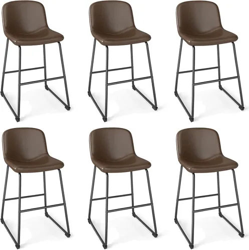 Miniatura 21 de TAVR Furniture Leathaire - Juego de 2 taburetes de tela con altura de mostrador, sillas de isla sin brazos, con capacidad para hasta 500 libras