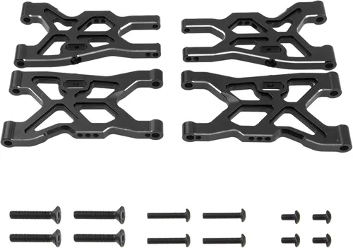 Juego de brazos de suspensión delanteros y traseros de metal, piezas compatibles con Arrma 1/8 Infraction 4X4 MEGA/Vendetta 4X4 3S BLX RC Car (negro)