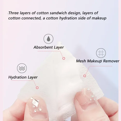 Miniatura 7 de 200 almohadillas rectangulares de algodón orgánico puro para maquillaje facial sin pelusas, almohadillas de limpieza facial cuadradas, toallitas