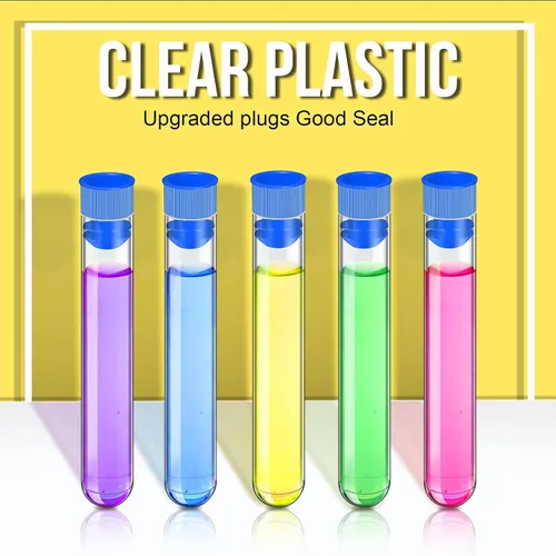 Miniatura 4 de Teenitor Paquete de 50 tubos de ensayo de plástico transparente con tapas azules, 0.630 x 3.937 in, buen sellado para cuentas de semillas