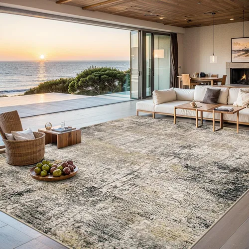 Miniatura 19 de Alfombras de 6x9 para sala de estar - Alfombra lavable moderna abstracta suave grande neutral antideslizante para piso interior resistente a manchas