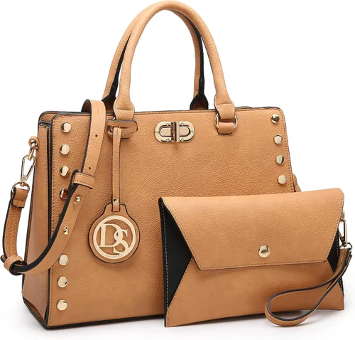 Miniatura 9 de Dasein - Bolso de hombro tipo satchel para mujer, tamaño mediano, con asa superior, bolso de trabajo, con cartera a juego, set de 2 piezas