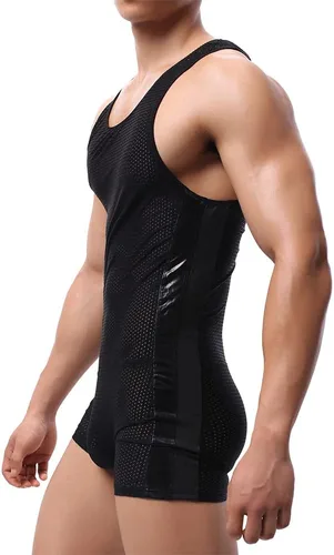 Miniatura 4 de Monos de lucha libre para hombre, transpirable, activo, atlético, partidarios, monos, leotardo, ropa