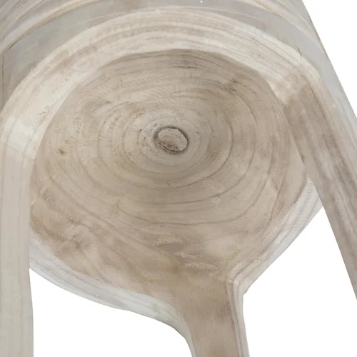Miniatura 5 de Creative Co-Op Taburete de madera de Paulownia tallada a mano, estilo bohemio, natural