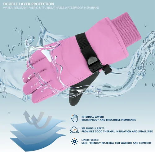 Miniatura 28 de AMYIPO - Guantes de invierno para niños y niñas, ideales para esquí, nieve, snowboard