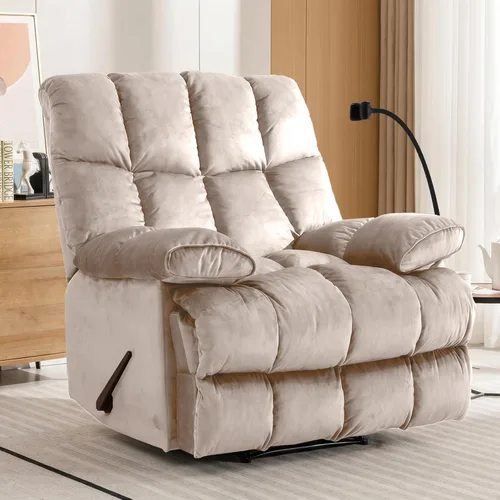Miniatura 12 de Euthymia Silla reclinable de gran tamaño, sillas reclinables grandes y altas para adultos, 400 libras, silla reclinable grande, reclinable extra