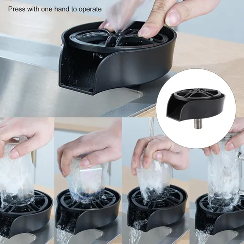 Miniatura 9 de POCREATION Lavadora automática de vidrio, accesorio de fregadero de boquilla giratoria de 360 grados, lavadora de botellas de acero inoxidable