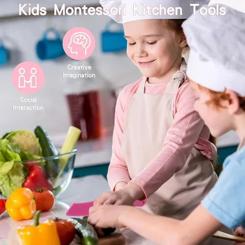 Miniatura 5 de Montessori Herramientas de cocina juguetes regalos para niños y niñas de 4 5 6 7 8 9 10 años de edad, juego de cuchillos seguros de cocina real