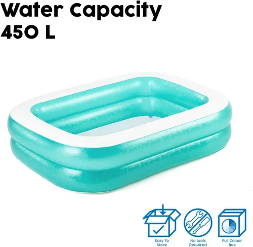 Miniatura 6 de Piscina inflable rectangular para la familia color azul