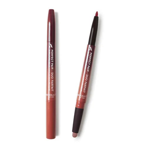 Miniatura 18 de Absolute New York ALD04 Perfect Pair Lip Duo, Labios más llenos y carnosos, Tono más profundo para contornear labios, Lápiz labial satinado y Madera