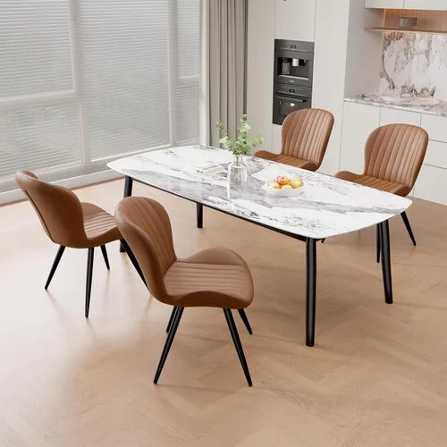 Miniatura 25 de Nalupatio Juego de 2 sillas de comedor, modernas sillas de comedor con respaldo cómodo, sillas de cocina tapizadas gruesas, 19 pulgadas de altura
