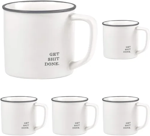 Miniatura 17 de Santa Barbara Design Studio Tazas de café en blanco y negro con diseños cara a cara, taza de gres, 16 onzas, Anti-Social