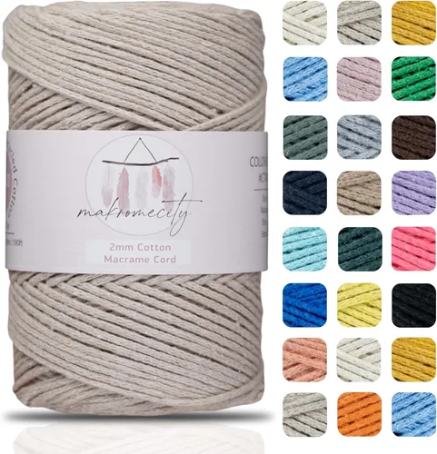 Miniatura 14 de Makromecity, Cordón de macramé de algodón de 0.079 in x 195 yardas (590 pies) de algodón reciclado de 0.079 pulgadas, hilo de ganchillo para Azul