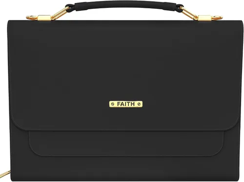 Miniatura 2 de DEHITE Funda para la Biblia para mujer, bolsa de transporte para la Biblia, ranuras para bolígrafos, bolsillo con cremallera, correa para el hombro