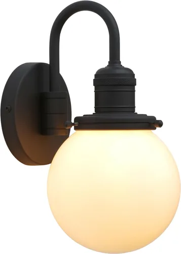 Yosoan Aplique de pared de tocador de 1 luz con vidrio redondo de leche, cable individual para interiores, moderno, de lujo, vintage, con pantalla