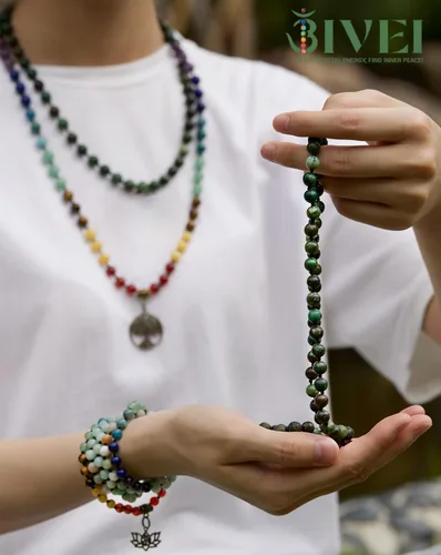 Miniatura 6 de Bivei 7 Chakra 108 Mala Beads Bracelet Real Gemstone Yoga Meditation Hand Knotted Mala Prayer Bead Necklace