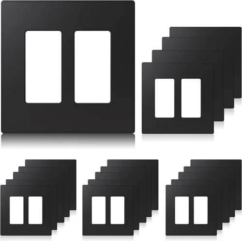 Miniatura 16 de ELEGRP Placas de pared decorativas sin tornillos de 2 posiciones, placas de cubierta de tamaño mediano, cubierta de placa frontal termoplástica Negro
