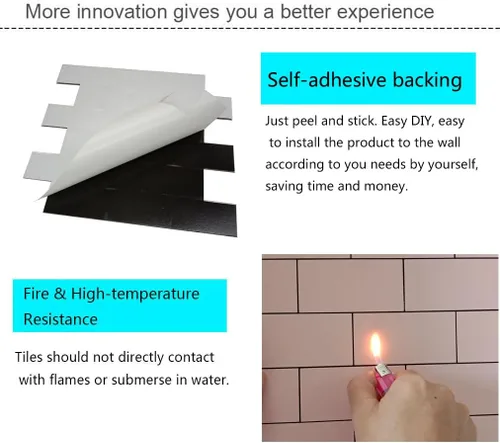 Miniatura 4 de XUANINY Azulejos de aluminio compuesto de metro de 20 hojas, calcomanías de suelo con textura 3D, paneles de pared autoadhesivos para salpicaduras