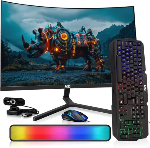 Miniatura 13 de MTG - Monitor curvo de 27 pulgadas, pantalla Full HD 1080P sin marco, audio HDMI DP USB, desenfoque de bajo movimiento, montaje VESA, combo
