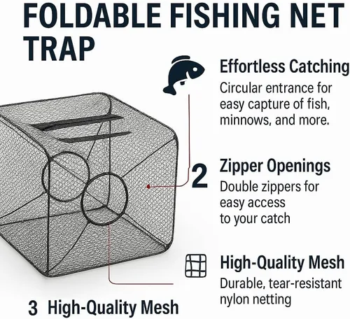 Miniatura 5 de Trampa de red de pesca plegable y trampa para pececillos