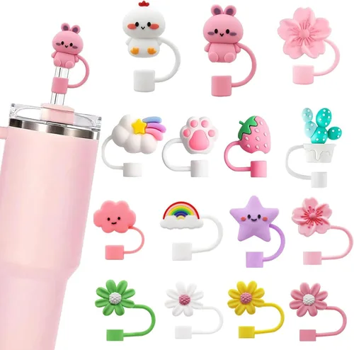 Miniatura 22 de LDKEDKF 11 piezas de cubiertas para pajitas de vaso Stanley, tapa de silicona para pajitas de vaso Stanley de 30 y 40 onzas con vasos, accesorios