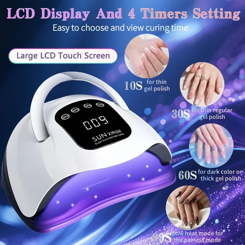 Miniatura 2 de Lámpara de uñas LED UV con 72 cuentas, lámparas de curado de uñas de 320 W para esmalte de gel con sensor automático/4 ajustes de temporizador