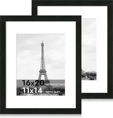 Miniatura 100 de iRahmen - Juego de 2 marcos de fotos de 4 x 6, marco de madera negro con cristal de alta definición, para mostrar fotografías de 3.5 x 5