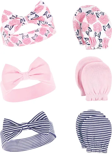 Miniatura 25 de Hudson Baby Conjunto de diadema de algodón y manoplas para rascar para bebé