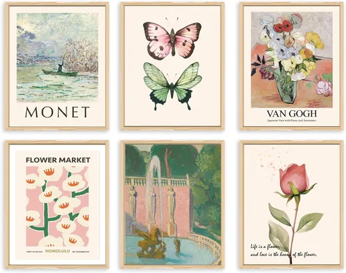Miniatura 8 de QIAOMICS Impresiones de arte de pared de flores rosas del mercado, decoración de pared de Matisse linda y estética, pósteres de pared de exhibición