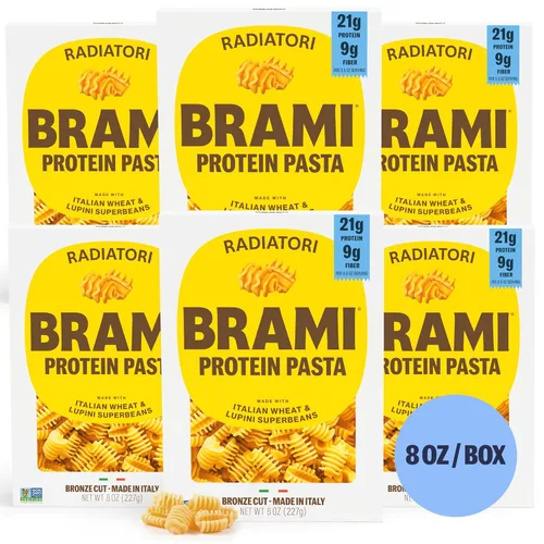 Brami Radiatori Pasta de proteína italiana | Baja en carbohidratos | Alta fibra | Alta proteína | Keto | Sin OMG | Hecho en Italia | Pasta seca |