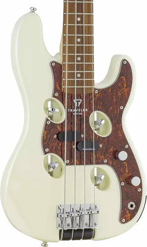 Miniatura 7 de Traveler Guitar TB-4P Pearl White Bass Guitarra de viaje con entrada auxiliar Bajo de 4 cuerdas con 22 trastes jumbo Bajo eléctrico portátil