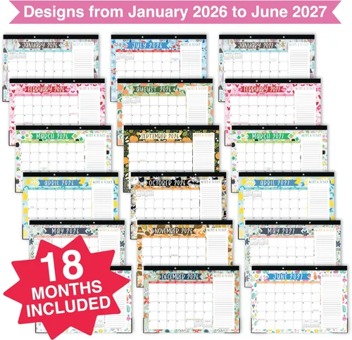 Miniatura 3 de Hadley Designs Calendario de Escritorio Grande 2026-2027 - Calendario de Escritorio 2026, Calendarios de Escritorio de 18 Meses para Hogar, Oficina