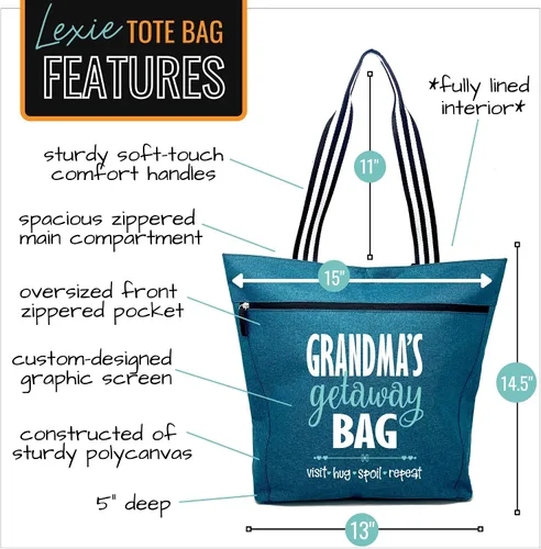 Miniatura 68 de Brooke & Jess Designs Bolso de mano para la abuela – Bolso de lona resistente con cremallera y bolsillo interior para la abuela para uso diario