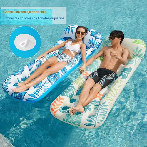 Miniatura 4 de Jasonwell Flotador inflable para piscina, paquete de 2 balsas flotantes para adultos, tumbona flotante, flotadores de bronceado solar, flotadores