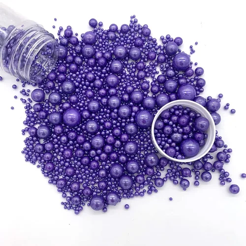 Miniatura 3 de Weraru Gránulos comestibles de azúcar con perlas moradas, tamaño mezclado, para hornear, decoraciones comestibles para pasteles, decoración