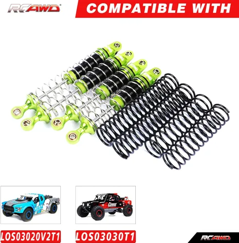 Miniatura 2 de RCAWD Amortiguadores delanteros traseros de aleación para Losi 1/10 Baja Rey 4WD Hammer Rey U4 Rock Racer Verde