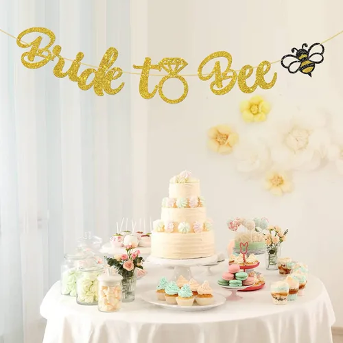 Miniatura 4 de WeBenison Cartel de novia a abeja, suministros para fiesta de despedida de soltera, decoración de fiesta de boda con temática de abeja, purpurina