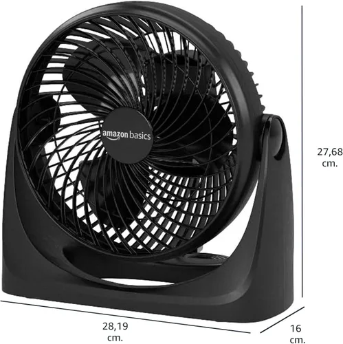 Miniatura 3 de Amazon Basics Ventilador circulador de aire, ventilador de escritorio para dormitorio, hogar y oficina, con cabezal de inclinación de 90 grados, 3