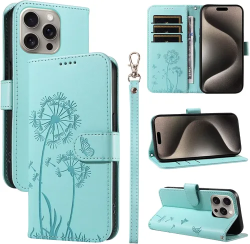 Miniatura 8 de Flip Case for Motorola Moto E22 / E22i, with Stand/Wrist Strap/Card Slots Function, Flower Embossed PU Leather Wallet Folio Case, Magnetic Blue