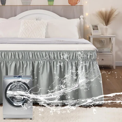 Miniatura 26 de Vocander Falda de Cama Rosa Tamaño Individual con Caída de 14 Pulgadas, Falda de Cama Elástica con Volantes Antipolvo, Fácil de Colocar, Faldas