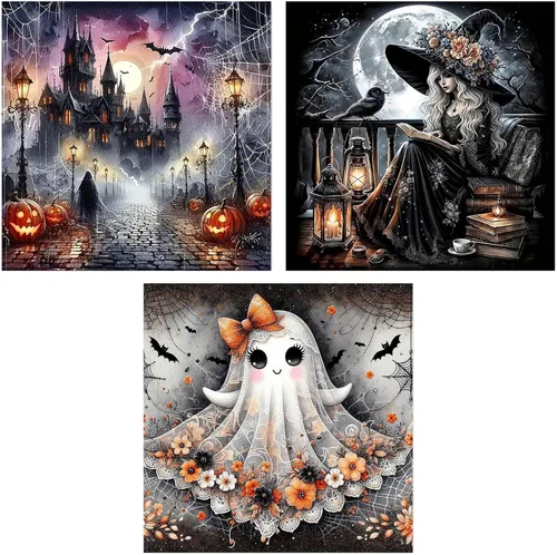 Miniatura 17 de Meothan Paquete de 6 Kits de Pintura de Diamantes Paisaje Lunar Kits de Arte de Diamantes para Adultos Principiantes, Pintura de Taladro Redondo