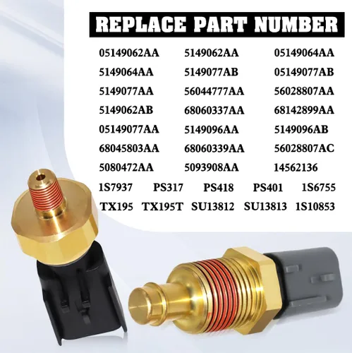 Miniatura 4 de 2 unids Sensor de presión de aceite Interruptor emisor Sensor de temperatura del refrigerante 5149062AA 5149077AB para Chrysler Aspen Pacifica Jeep