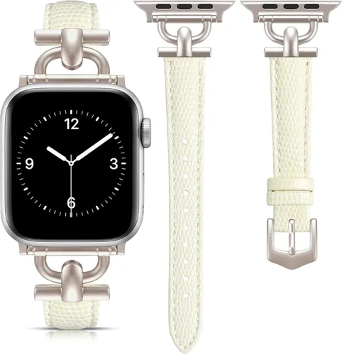Miniatura 20 de Correa de cuero compatible con las bandas de Apple Watch para mujeres, correa elegante y elegante para iWatch Series 11/10/9/8/7/6/5/4/3/2/1/se