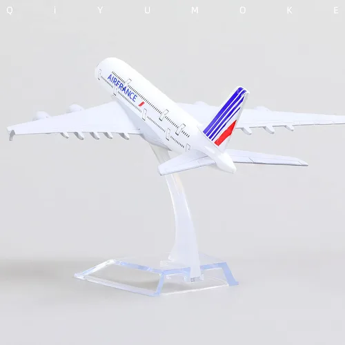 Miniatura 5 de 1/400 Francia A380 Modelo Avión Modelo Metal Diecast Kit de modelo de avión para Airbus A380 (5.5 pulgadas L) con soporte de avión de exhibición E.