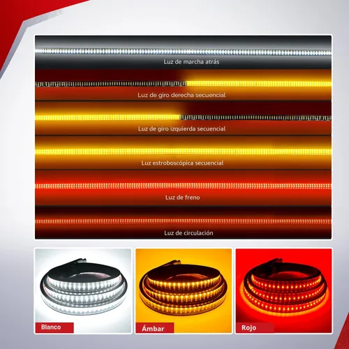Miniatura 4 de NilightTR-04 Camión Barra de traseras 60 "Triple Fila 504 LED Strip con freno rojo Blanco Luces de torneado de ámbar secuencial secuencial inverso