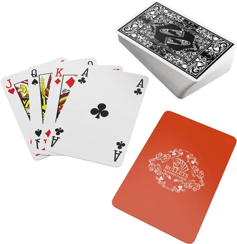 Miniatura 3 de Bullets Playing Cards, Backpacker - Naipes de plástico en caja de aluminio con reglas para 5 juegos de mochileros, incluyendo tarjetas cortadas