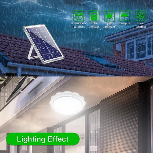 Miniatura 7 de MEIHONG Lámpara solar de techo, luz de techo de porche con control remoto, luces solares regulables con temporizador, luces de glorieta con sensor